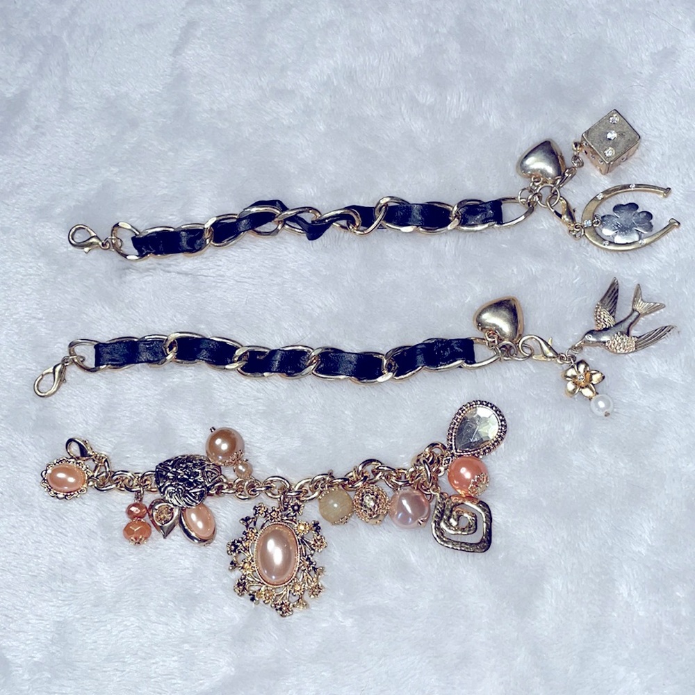 Gold Charm Bracelets (3)